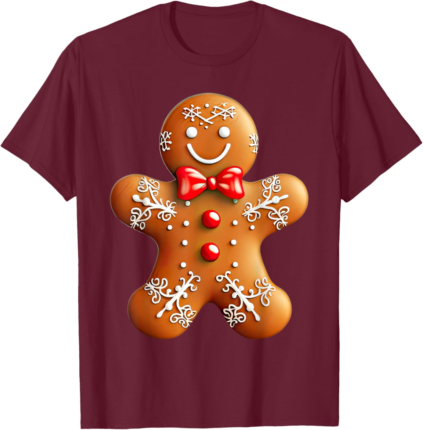 Gingerbread Man Christmas Cookie Baking Holiday Men Women T-Shirt - T-Shirt | Maroon