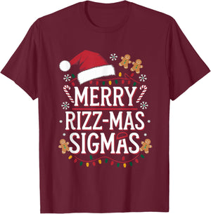 Merry Rizz Mas Sigmas Funny Gen Alpha Christmas Cool Santa T-Shirt - T-Shirt | Maroon