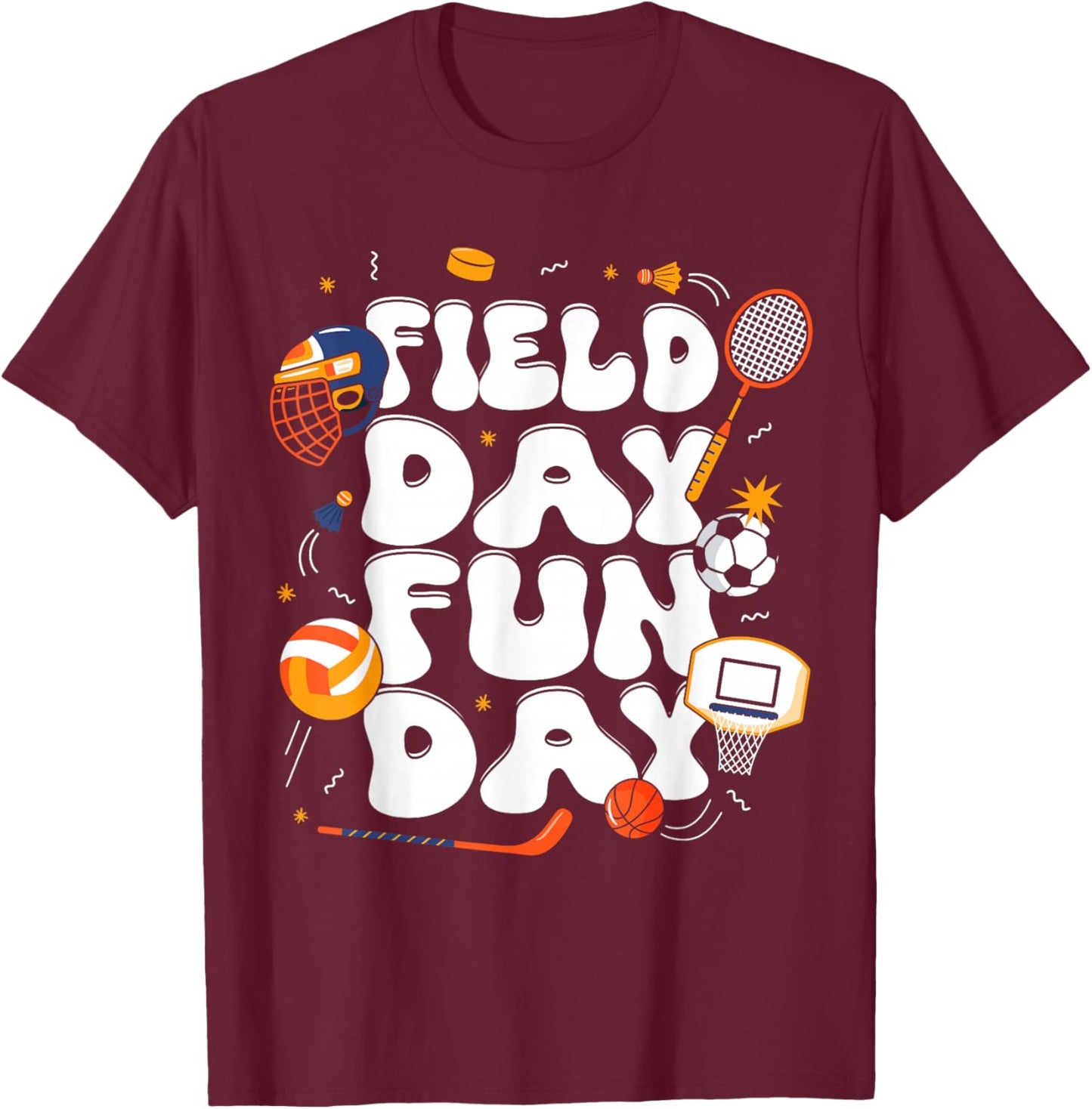 Groovy Field Day Sport Teacher T-Shirt - T-Shirt | Maroon