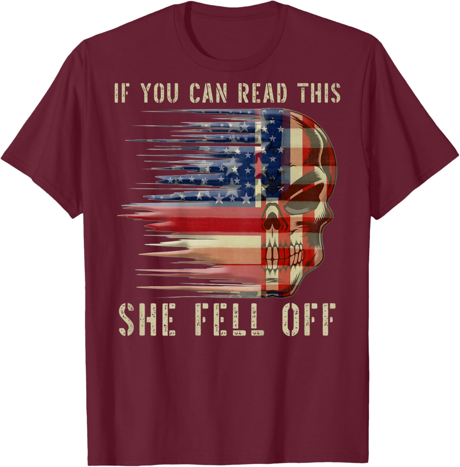 Funny If You Can Read This She Fell Off Biker Motorcycle T-Shirt - T-Shirt | Maroon