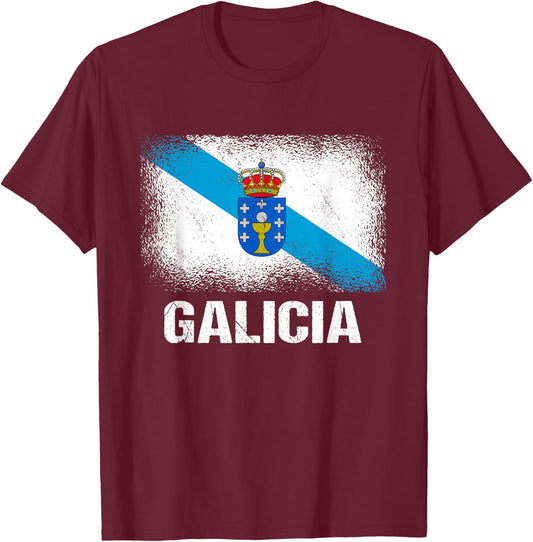 Galicia Flag T-Shirt - T-Shirt | Maroon