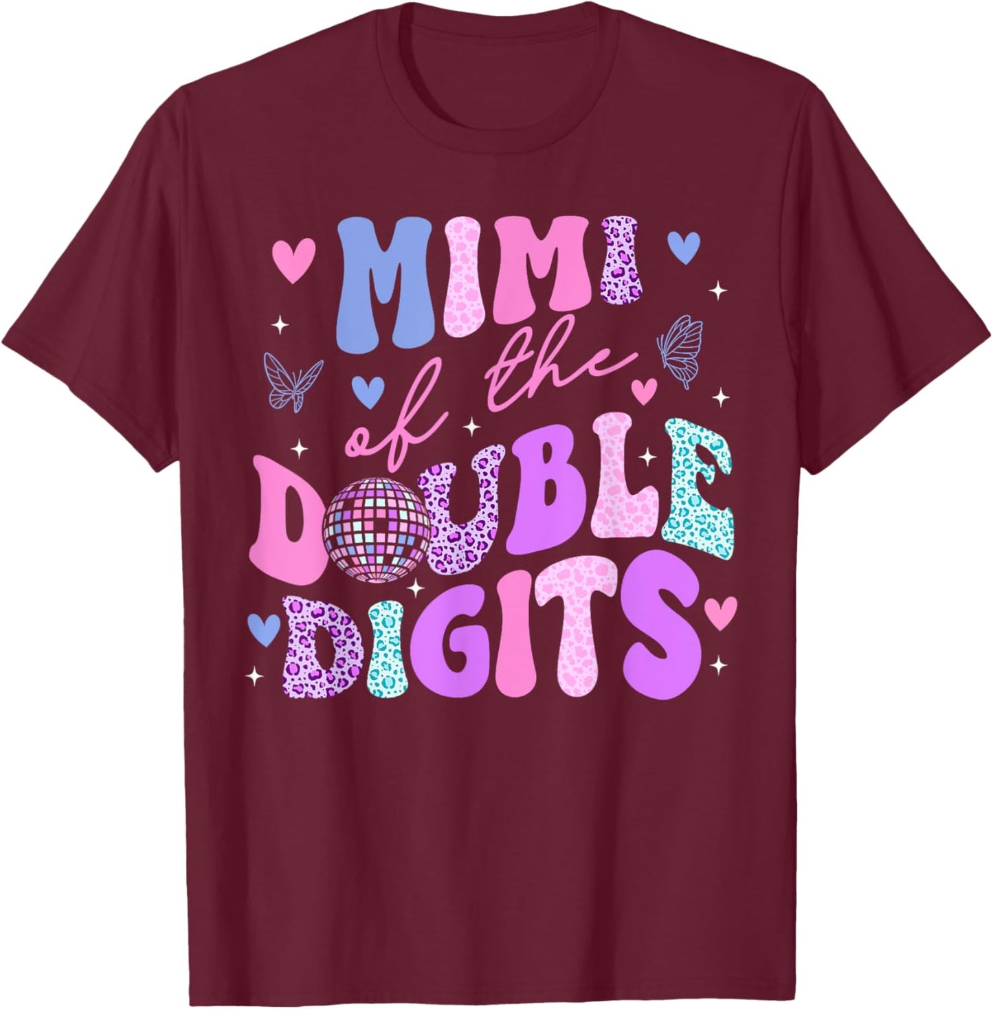 Mimi Of The Double Digits Daughter Groovy Mama Retro Theme T-Shirt - T-Shirt | Maroon