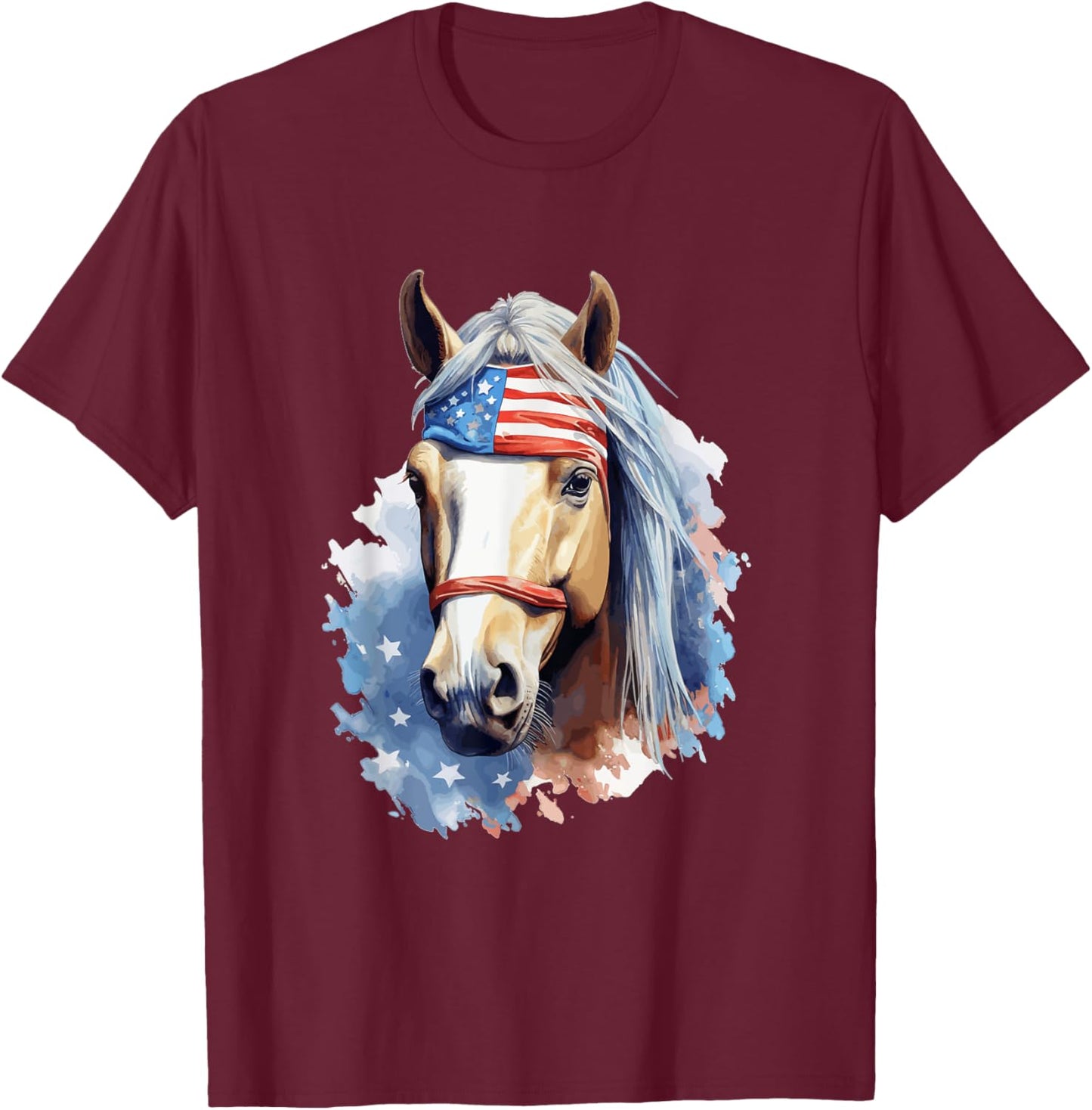 Horse Lovers American Flag Bandana Patriotic 4th Of July T-Shirt - T-Shirt | Maroon