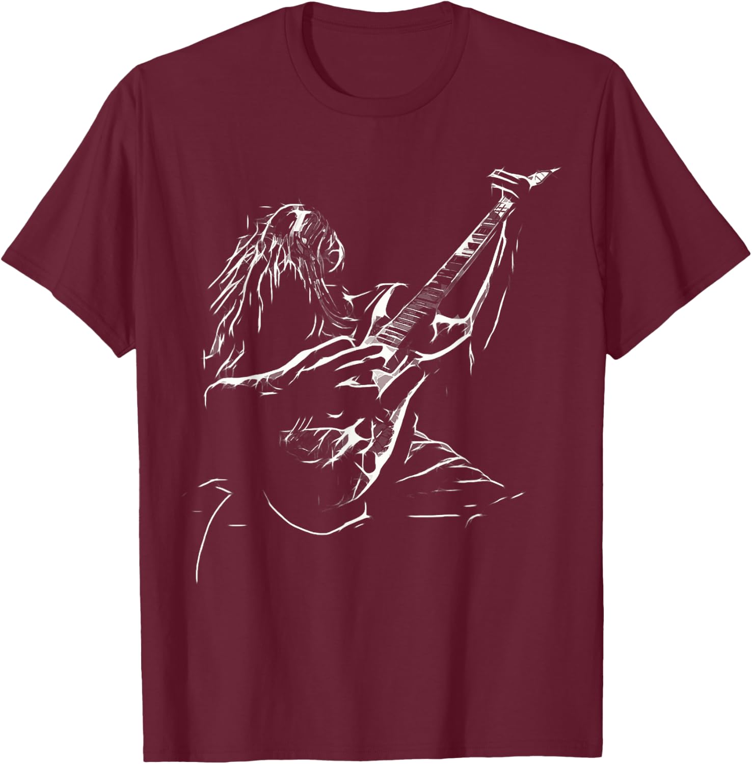 Heavy Metal Guitar Rocker Rock Star Music Rock and Roll T-Shirt - T-Shirt | Maroon