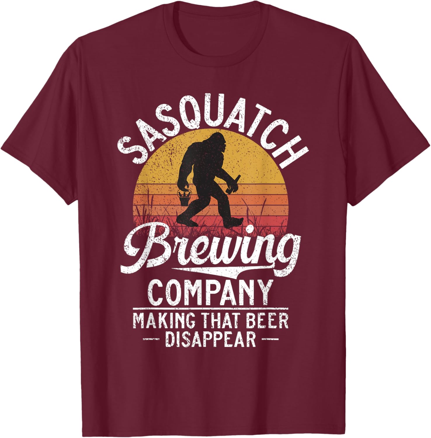 Sasquatch Bigfoot Brewing Beer T-Shirt - T-Shirt | Maroon