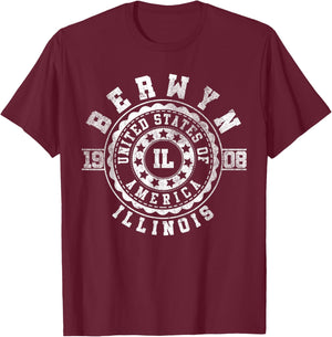 Berwyn IL | Illinois | Vintage City Apparels T-Shirt - T-Shirt | Maroon