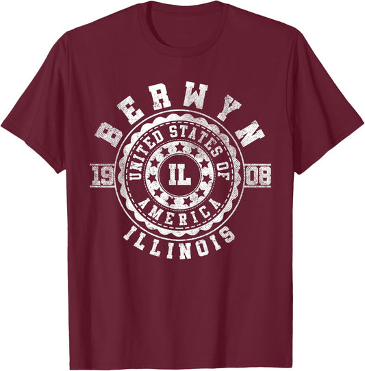 Berwyn IL | Illinois | Vintage City Apparels T-Shirt - T-Shirt | Maroon