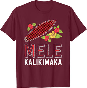 Mele Kalikimaka Surfing Surf Hawaii Hawaiian Christmas T-Shirt - T-Shirt | Maroon