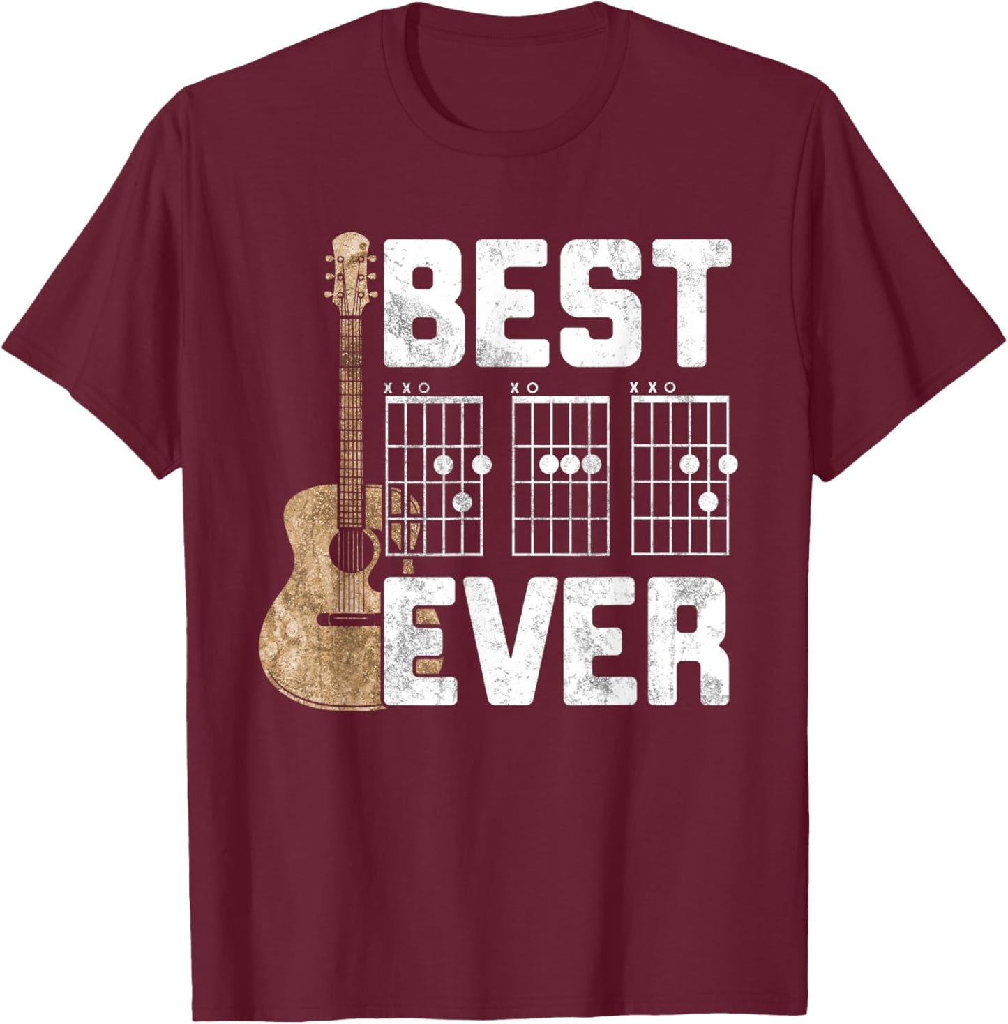 Best Dad Ever Guitarist Father D-A-D Chord Gifts Guitar T-Shirt - T-Shirt | Maroon