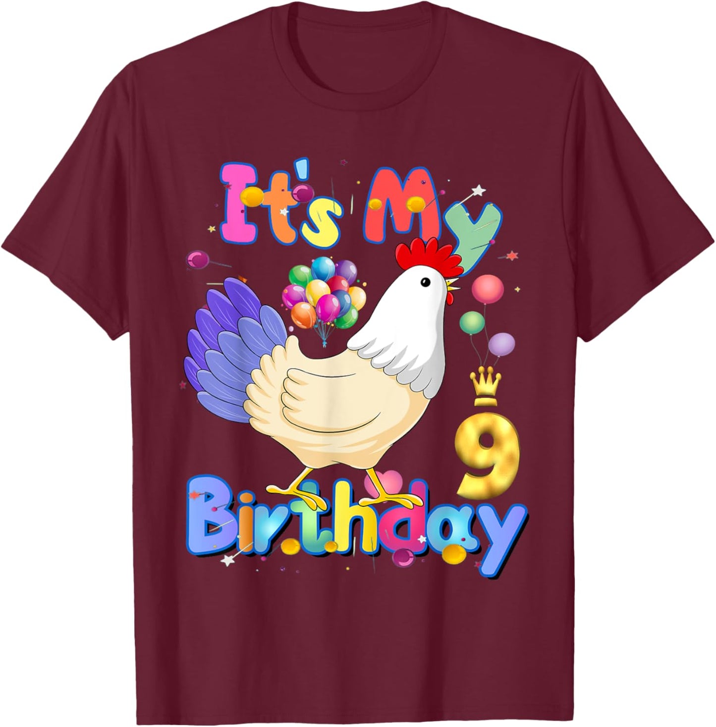 It's My Birthday 9 Chicken for Girls Chicken Dabbing Party T-Shirt - T-Shirt | Maroon