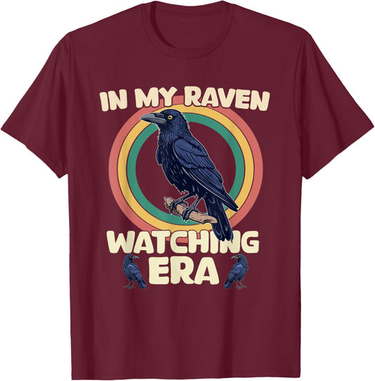 Ravens Crow Black Bird Corbie Silhouette Vintage Men Women T-Shirt - T-Shirt | Maroon