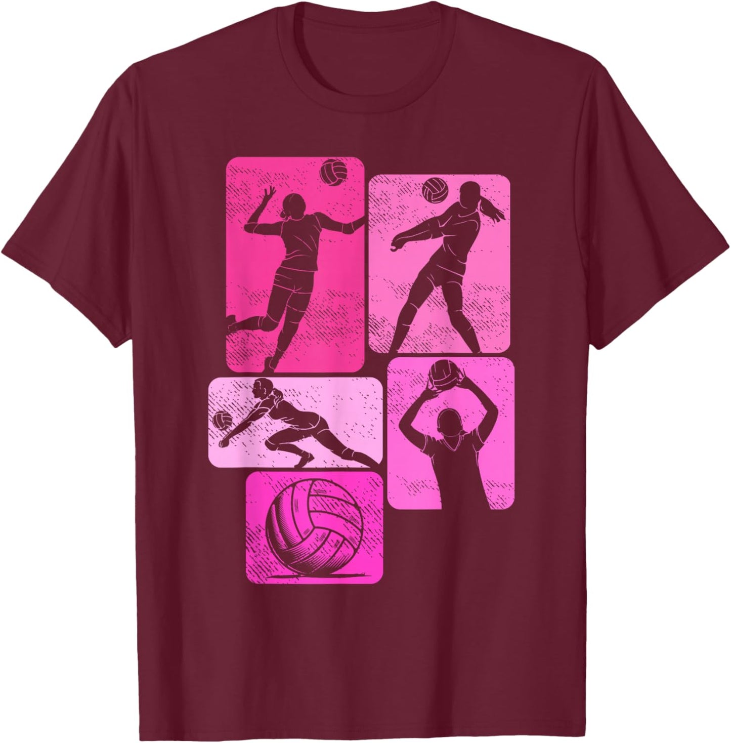 Volleyball Mom Life Player Women Teen Girls Game Day Pink T-Shirt - T-Shirt | Maroon