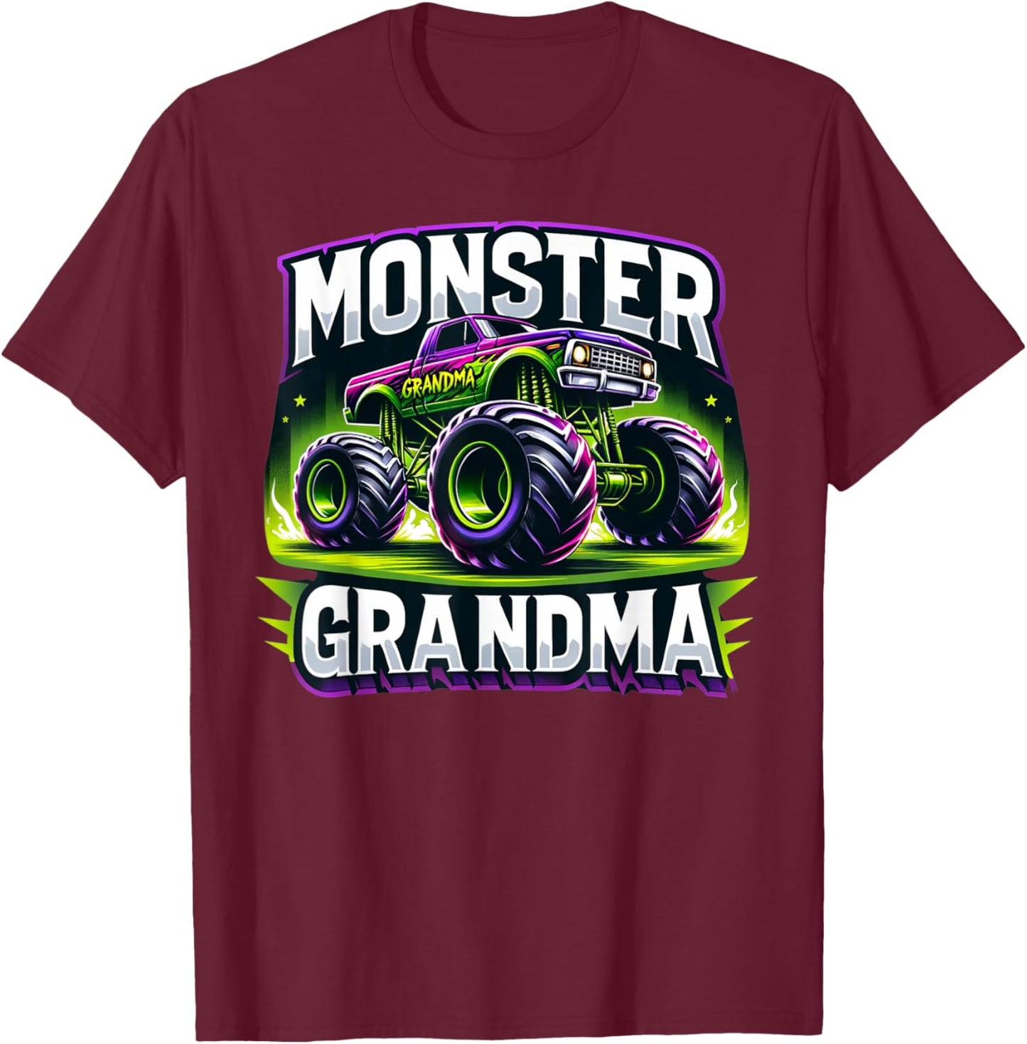 Monster Truck Race Racer Driver Grandma Mother's Day T-Shirt - T-Shirt | Maroon