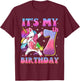 It's My 7th Birthday Dabbing Unicorn 7 Year Old Girls Kids T-Shirt - T-Shirt | Maroon