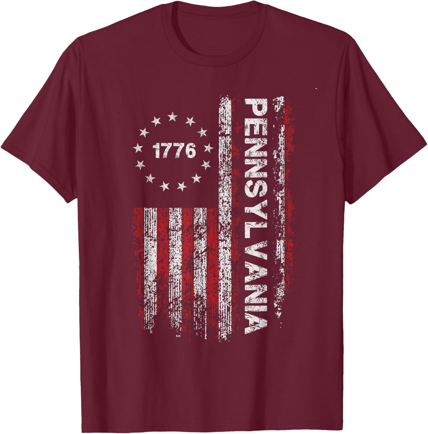 Pennsylvania State US Flag Vintage Women Youth T-Shirt - T-Shirt | Maroon
