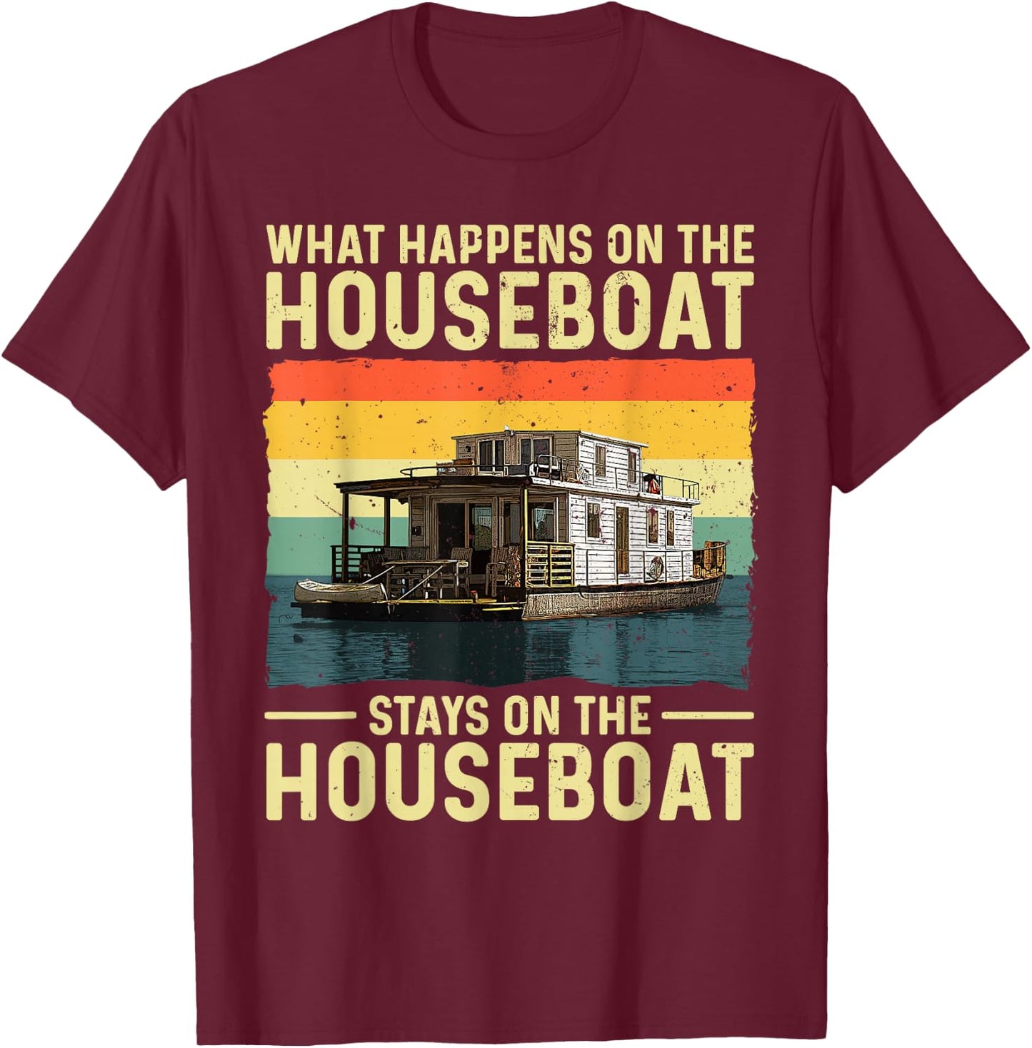 Houseboat Design Women House Boat Captain Houseboat T-Shirt - T-Shirt | Maroon