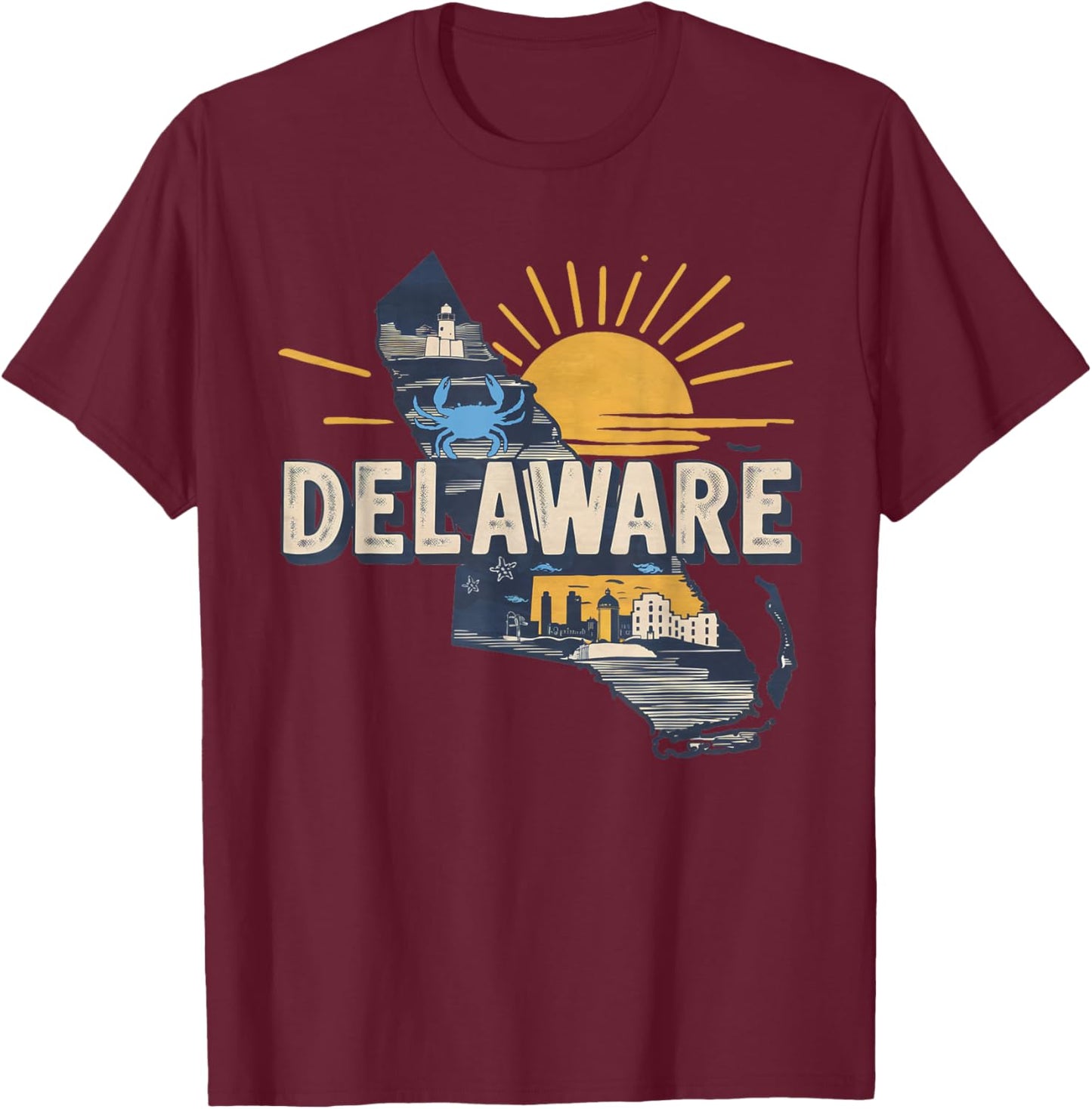Delaware State of Delaware Retro Delaware T-Shirt - T-Shirt | Maroon