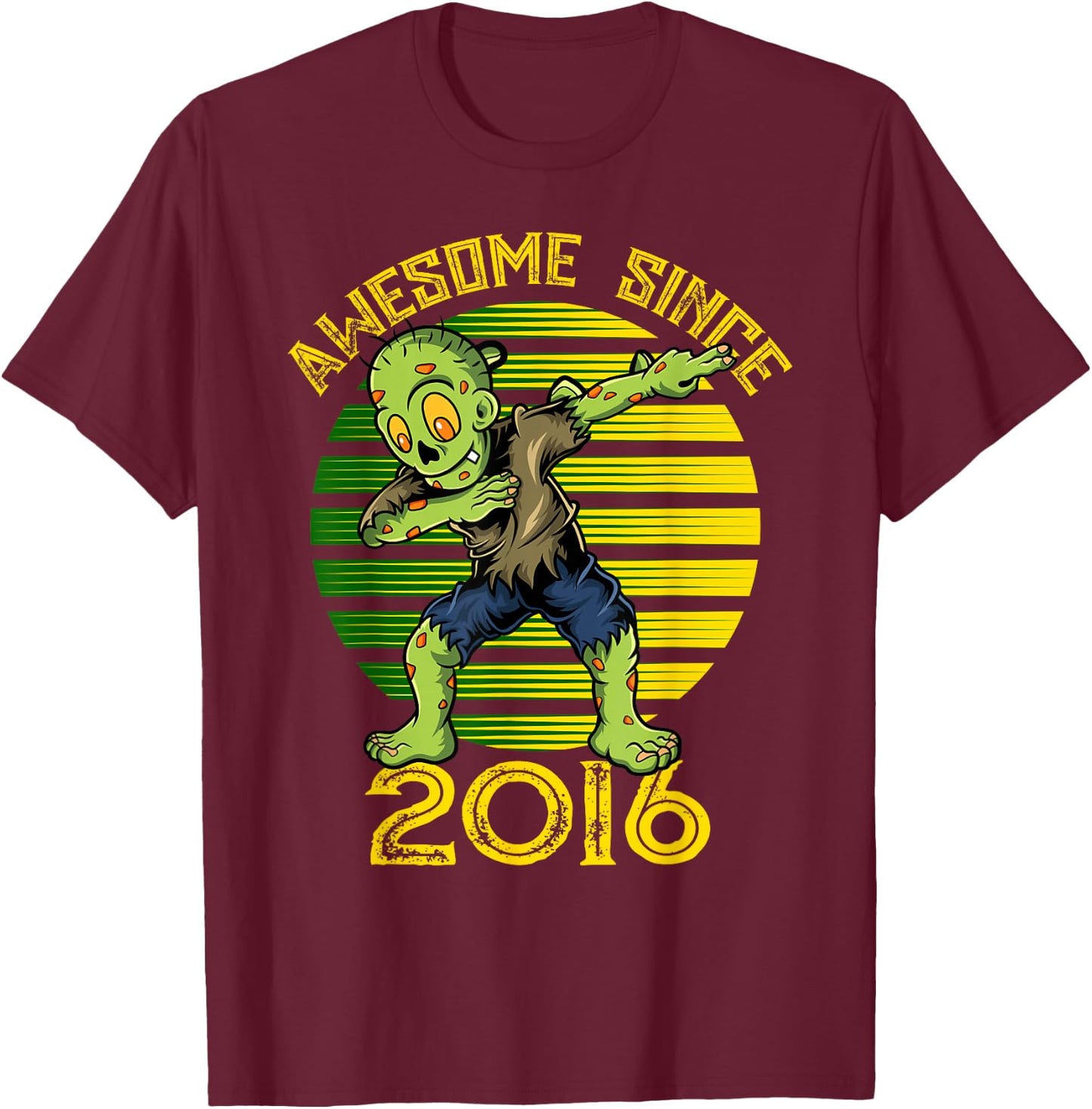 Halloween 9th Birthday Boy Dabbing Zombie Awesome Since 2016 T-Shirt - T-Shirt | Maroon