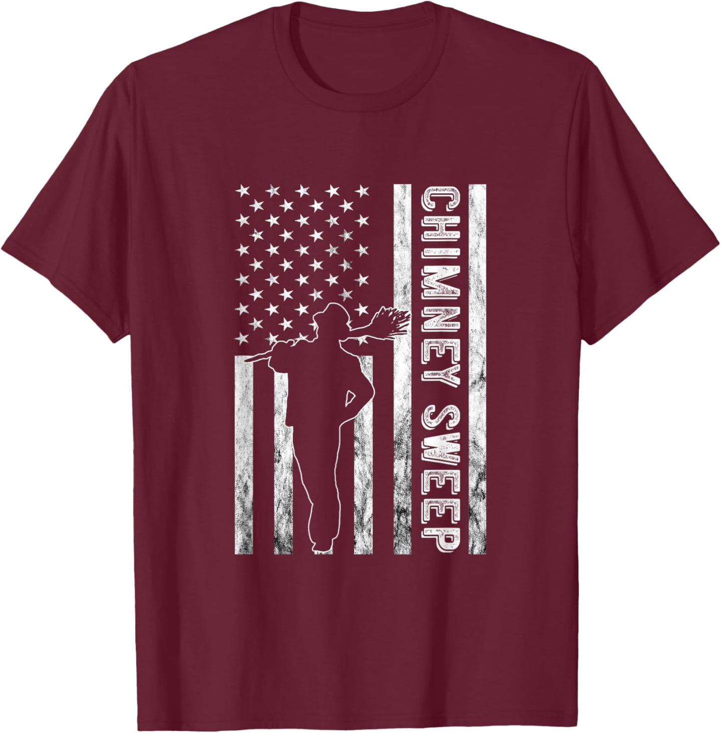 Vintage Chimney Sweep Chimney Sweeper American USA Flag T-Shirt - T-Shirt | Maroon