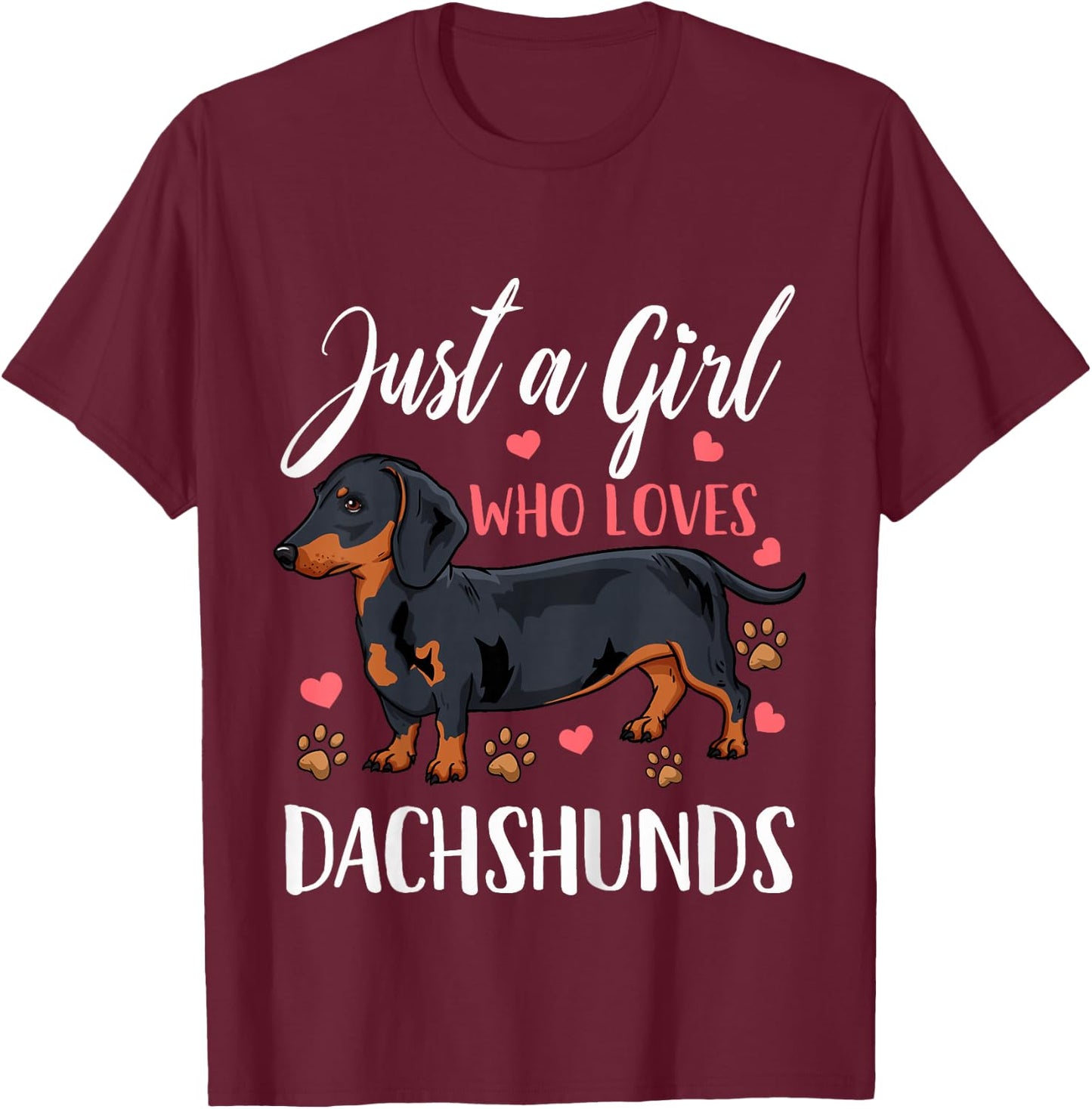 Kids Dachshund Just A Girl Who Loves Dachshunds Gift T-Shirt - T-Shirt | Maroon
