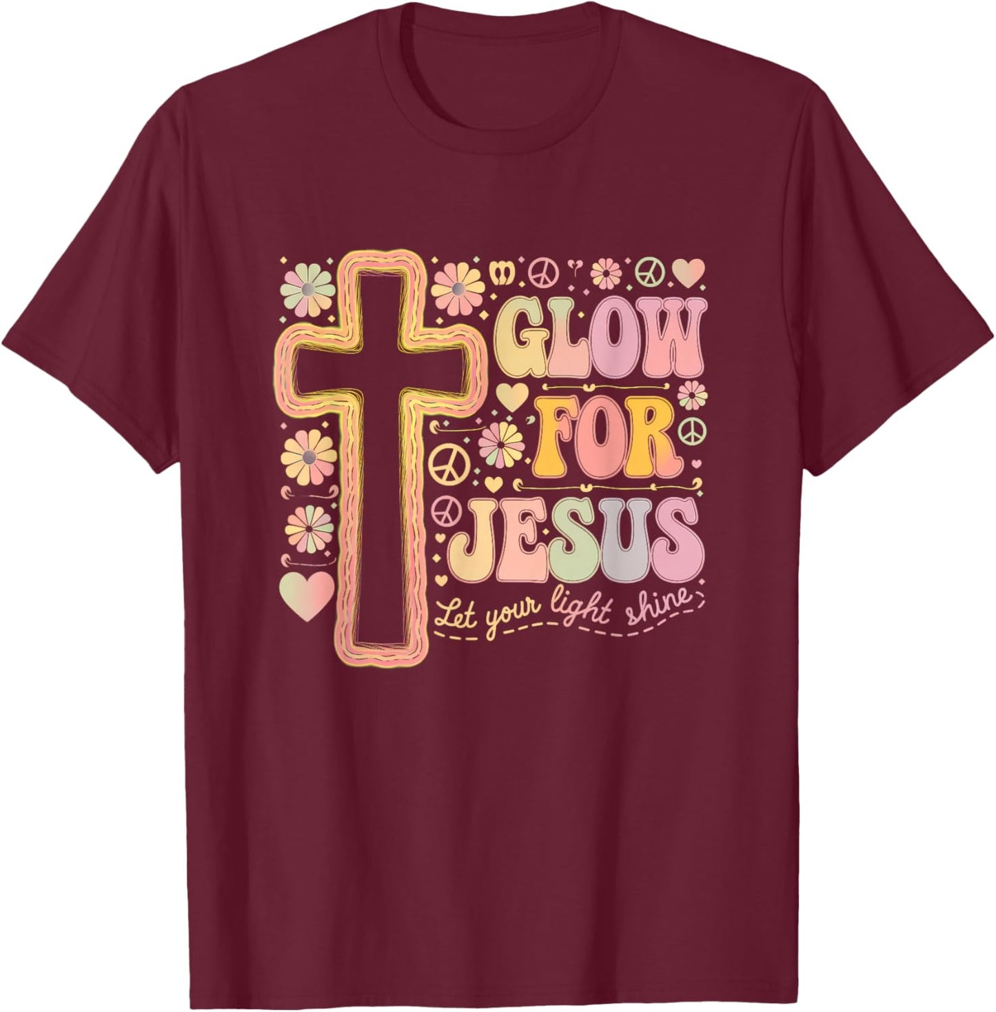 Glow for Jesus Christian Faith Lion God Christianity T-Shirt - T-Shirt | Maroon
