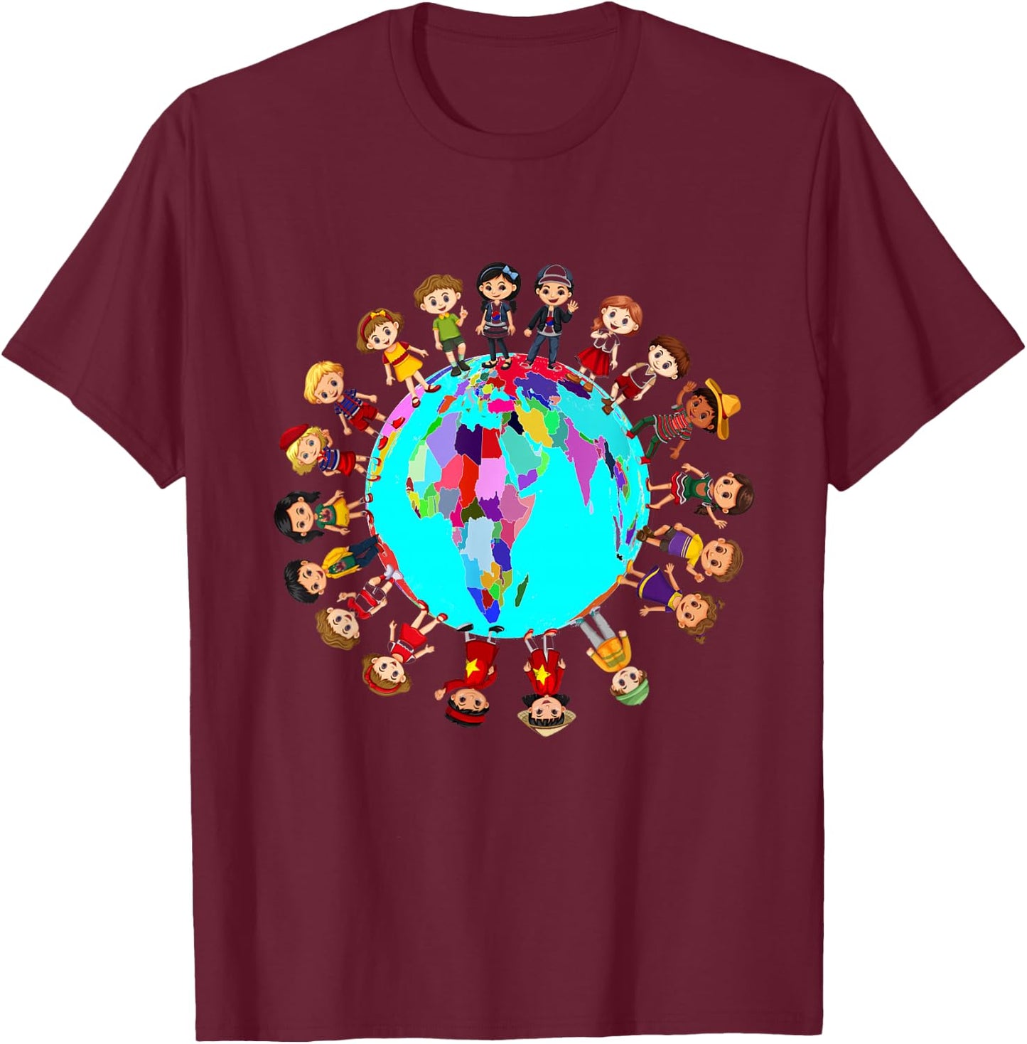 Kids around the world Happy Children Cultural diversity T-Shirt - T-Shirt | Maroon