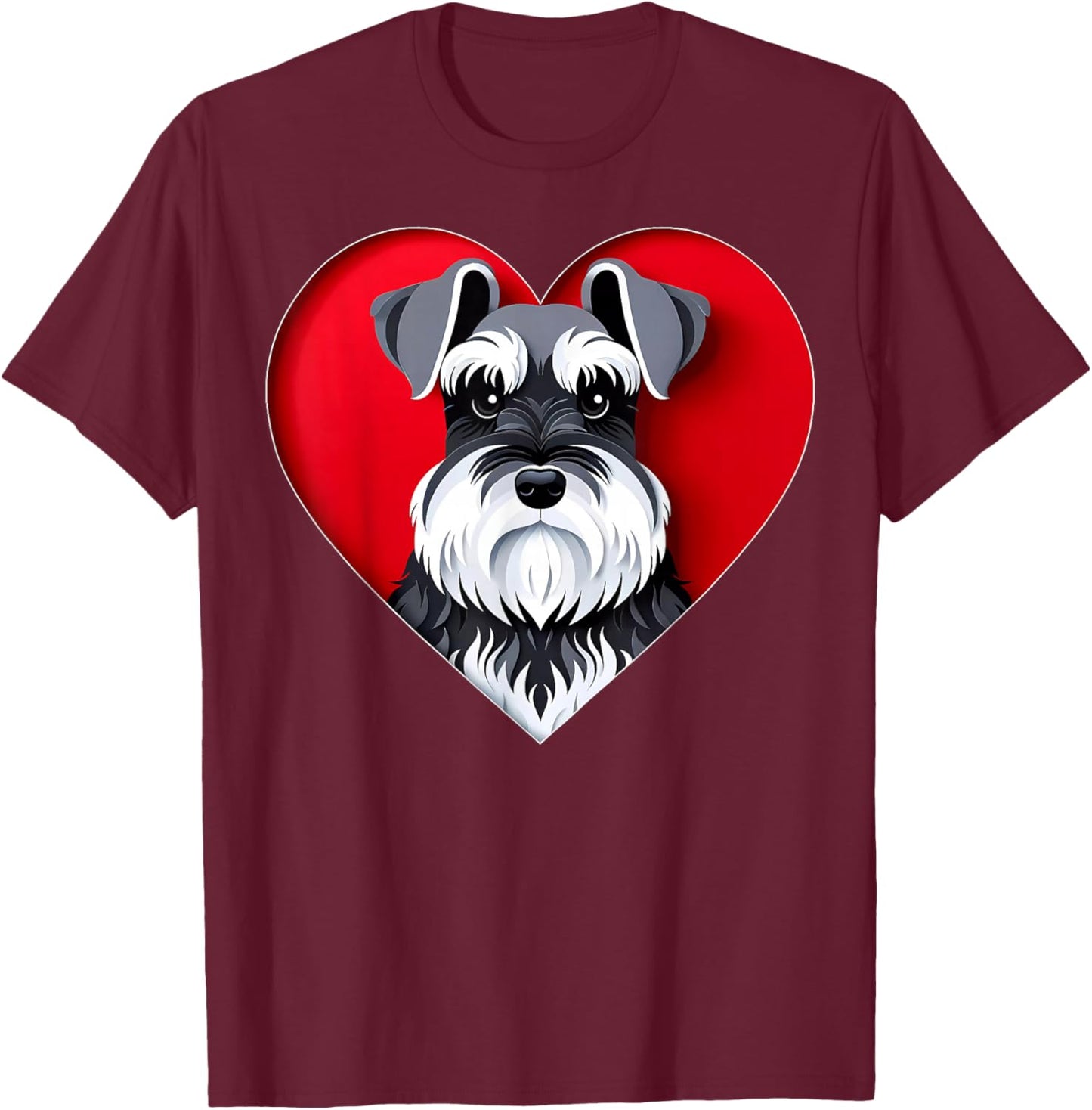 Miniature Schnauzer Heart Cute Mini Puppy Dog Lover T-Shirt - T-Shirt | Maroon