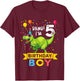 Kids 5 Year Old Boy T Rex Dinosaur 5th Birthday T-Shirt - T-Shirt | Maroon