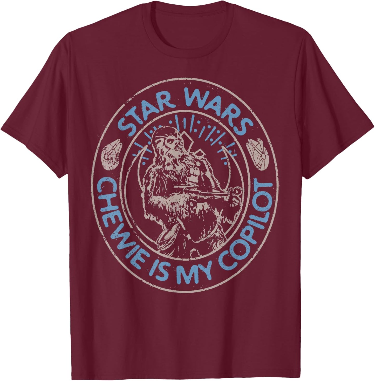 Star Wars The Rise Of Skywalker Chewie Is My Copilot Outline T-Shirt - T-Shirt | Maroon