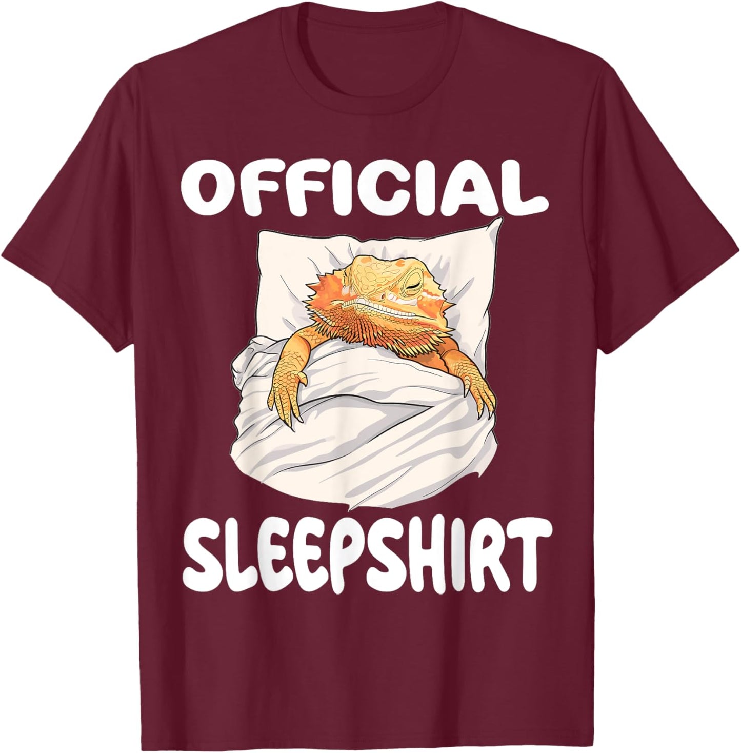 Bearded Dragon Official Sleepshirt Pajamas Nightgown T-Shirt - T-Shirt | Maroon
