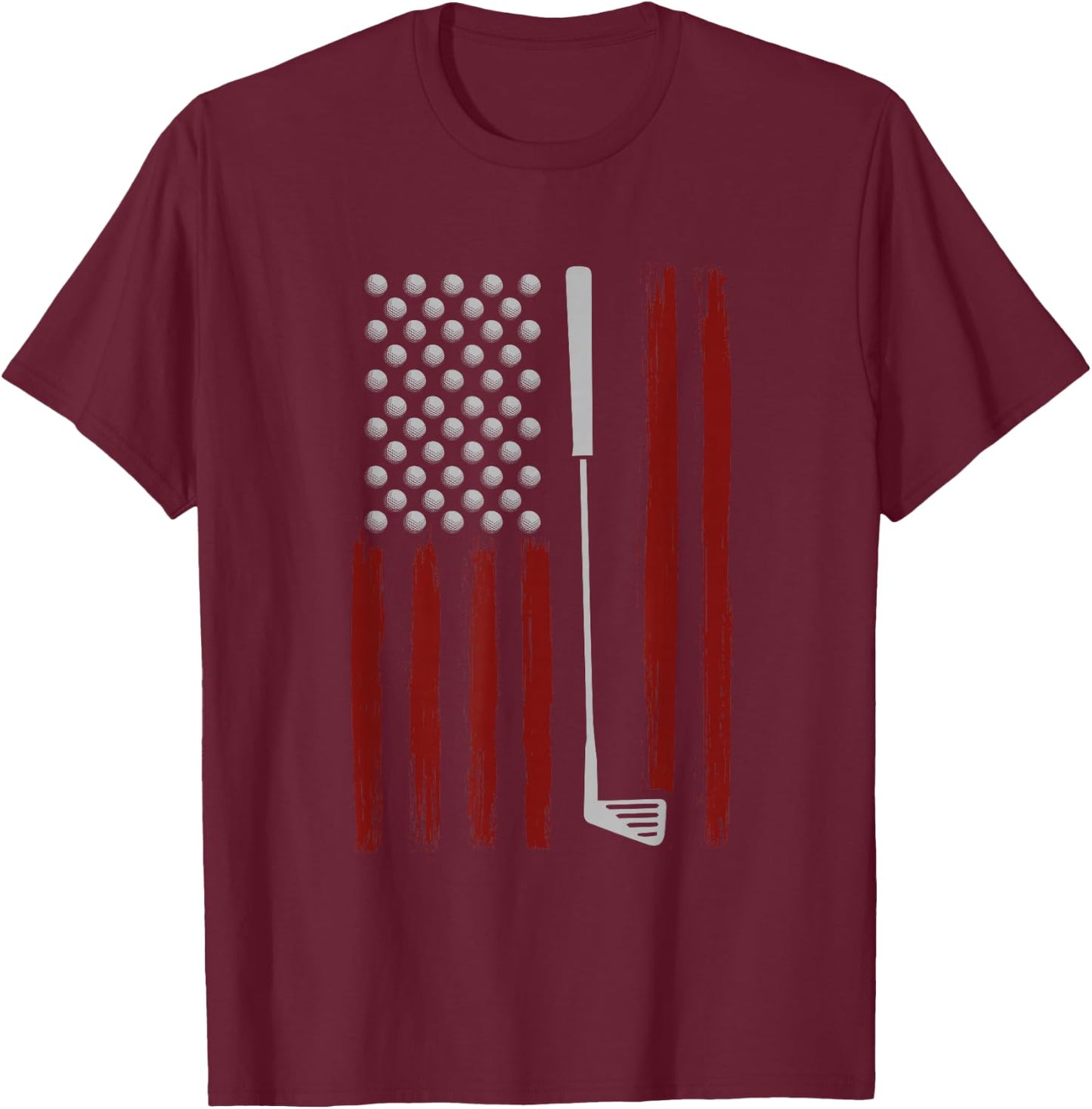Retro American Flag Golf Golfer Funny Golf Club Golfing T-Shirt - T-Shirt | Maroon