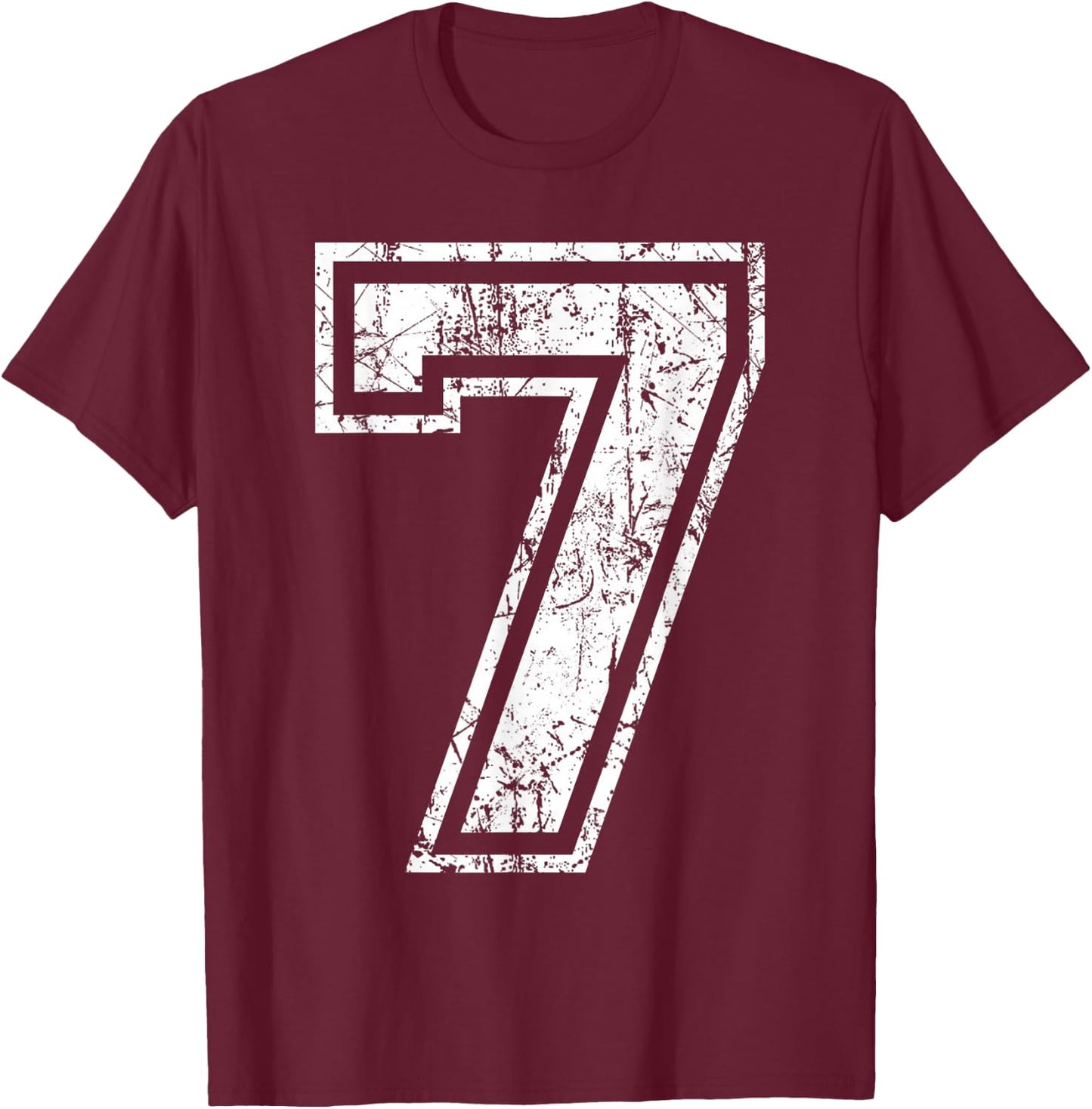 Sports Jersey Grunge Number 7 Fan Team Player Birthday T-Shirt - T-Shirt | Maroon