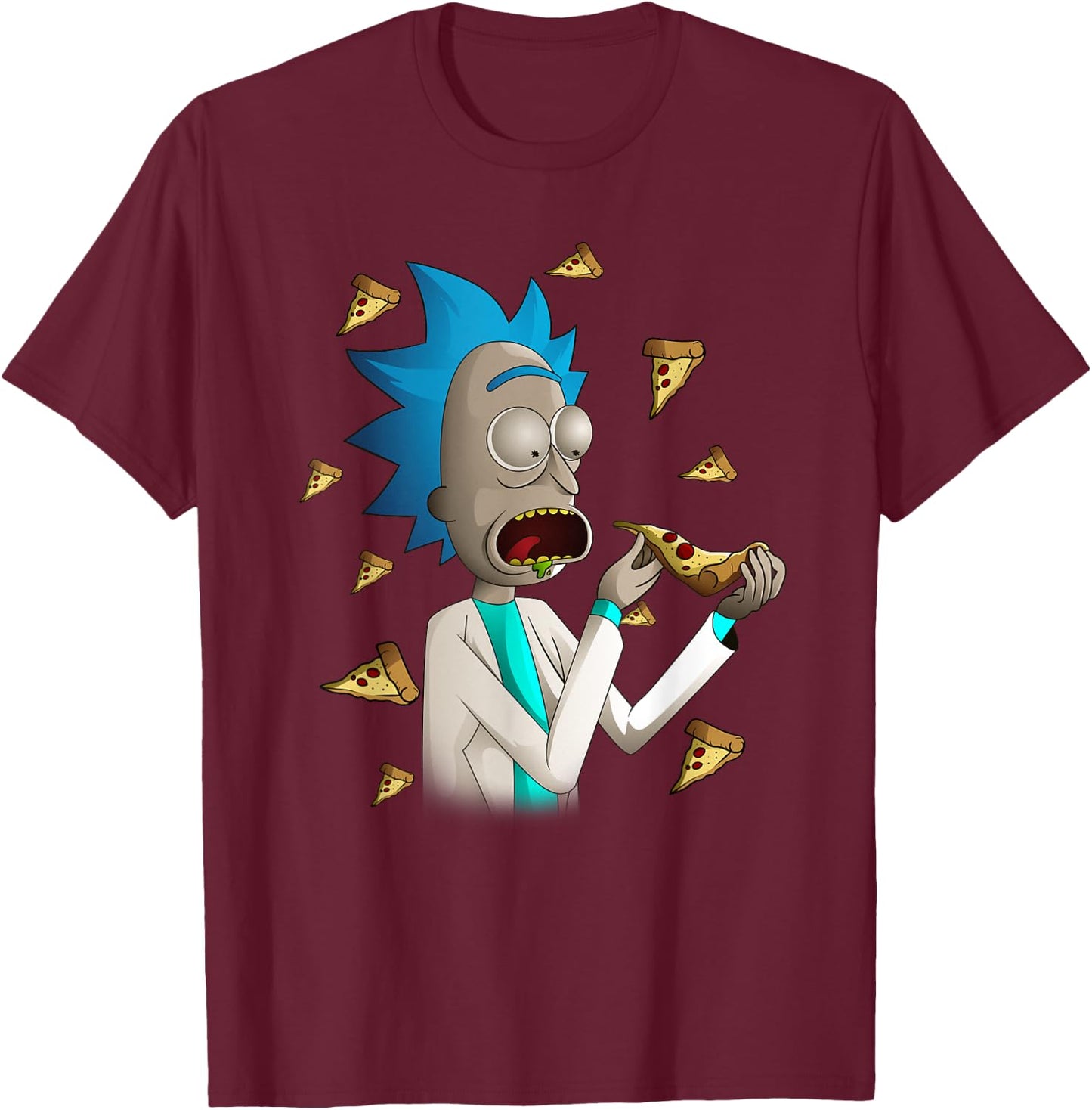 Rick and Morty Shirt Rick Loves Pizza T-Shirt - T-Shirt | Maroon