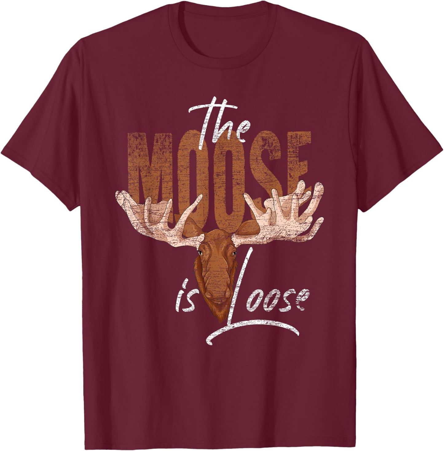 Forest Animal Lovers Scandinavia Wild Animal Funny Moose T-Shirt - T-Shirt | Maroon