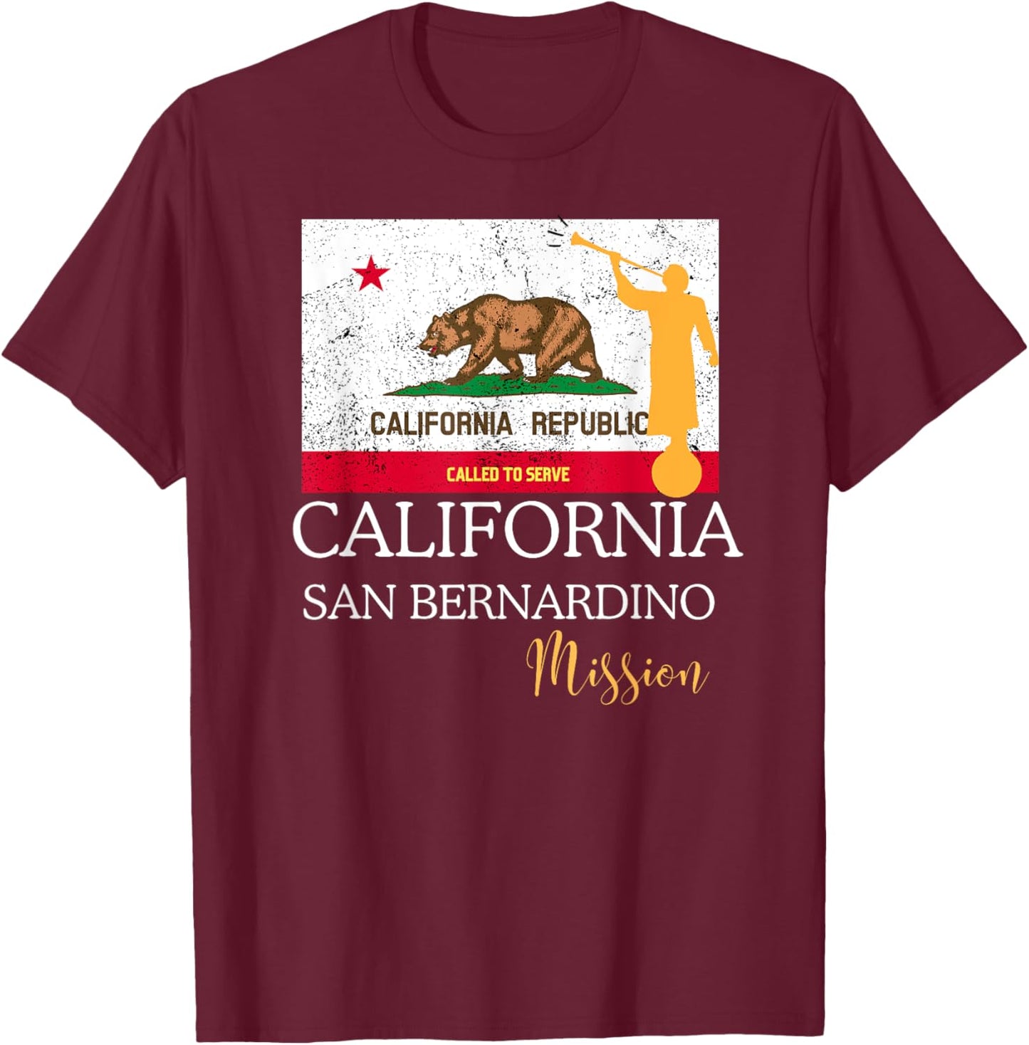 California San Bernardino Mormon LDS Mission Missionary T-Shirt - T-Shirt | Maroon