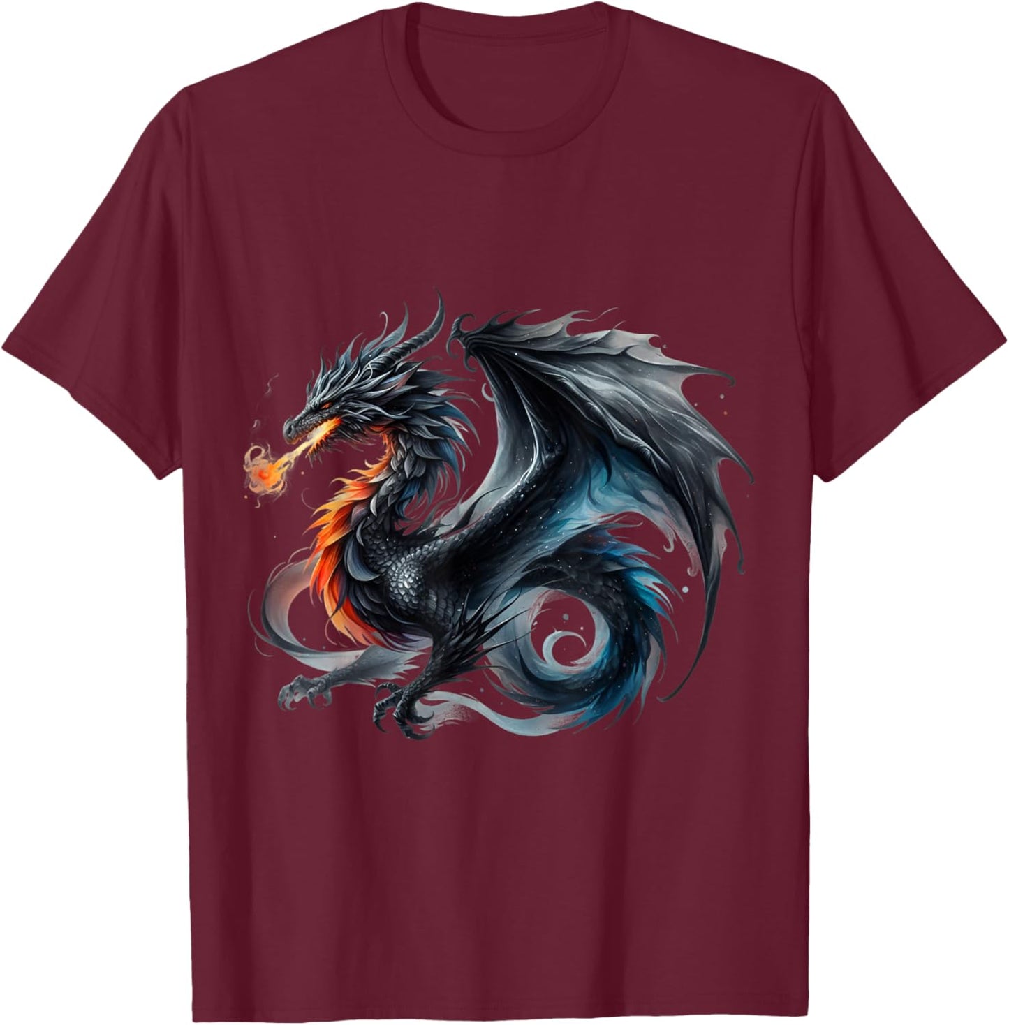 Créature mythique volante Dragon Cool Flame-crachant le dragon T-Shirt - T-Shirt | Maroon