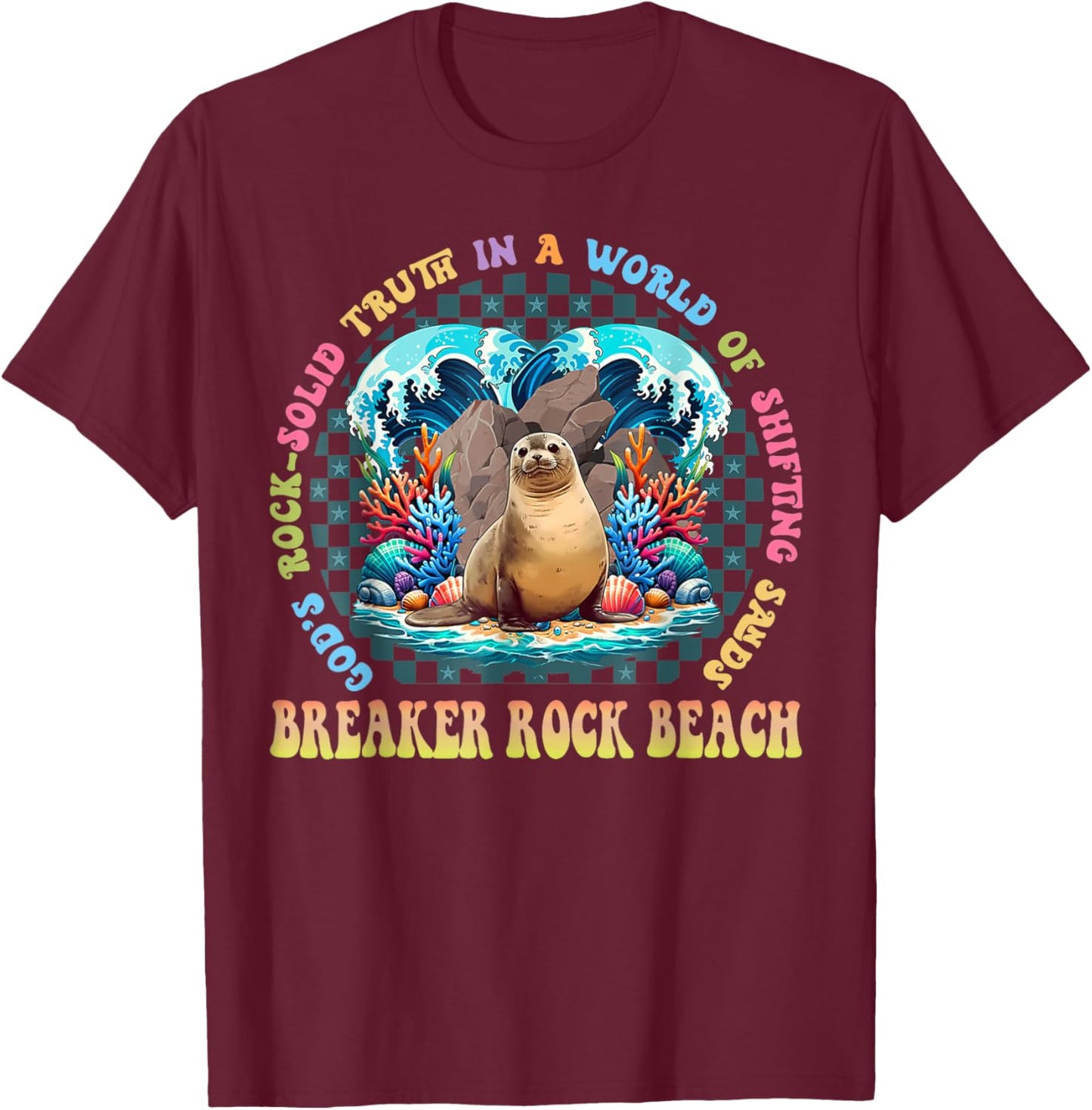 Breaker Rock Beach VBS 2024 Gods Rock Solid Truth In A World Men Women Kids T-Shirt - T-Shirt | Maroon