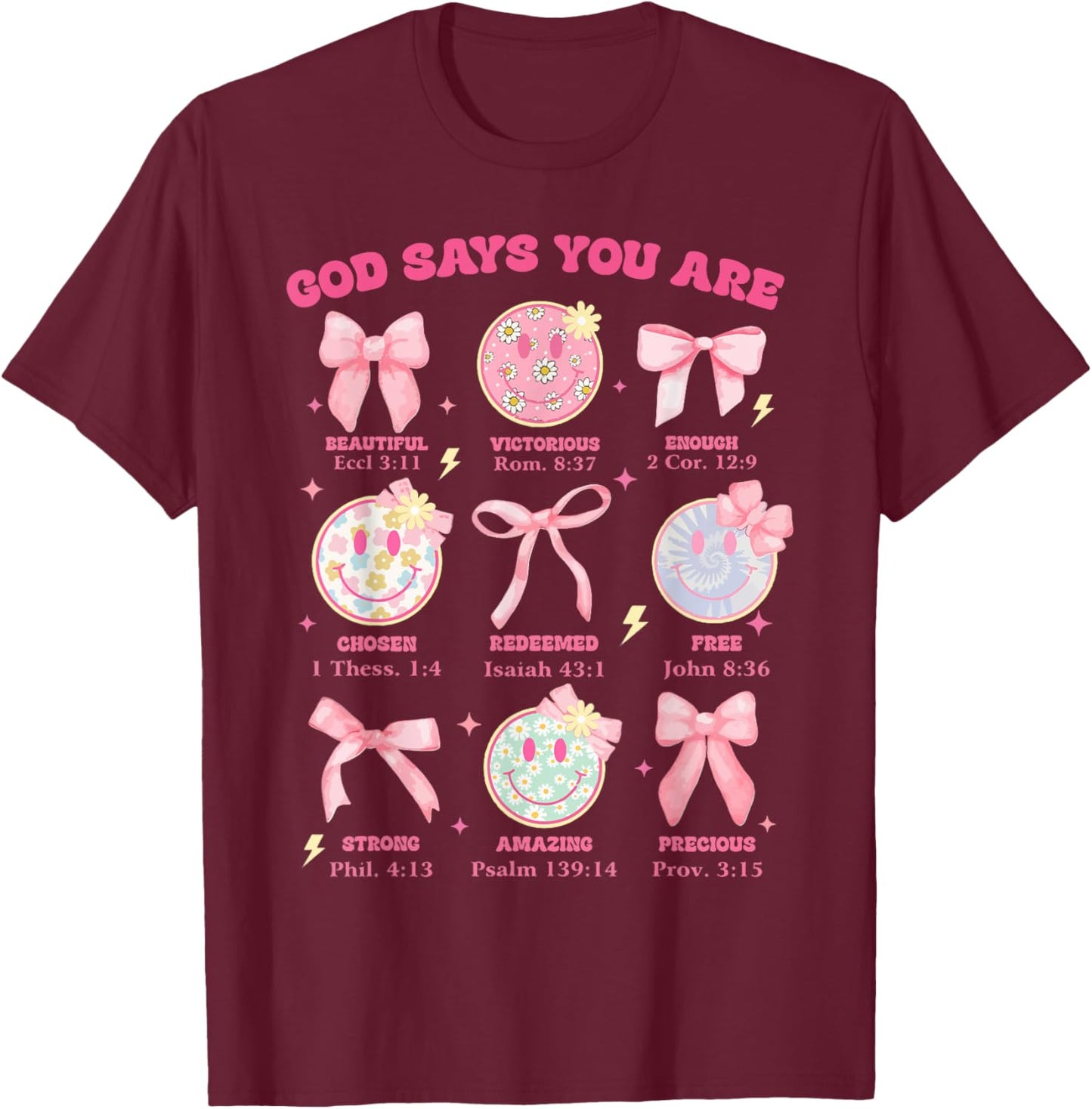 Funny God Says You Are Strong Loved Worthy Enough T-Shirt - T-Shirt | Maroon