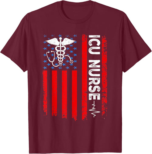 ICU Nurse American Flag Patriotic Intensive Care Unit Nurse