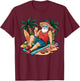 Christmas in July Santa on Beach Hawaiian Summer Vacation Men Women Kids T-Shirt - T-Shirt | Maroon
