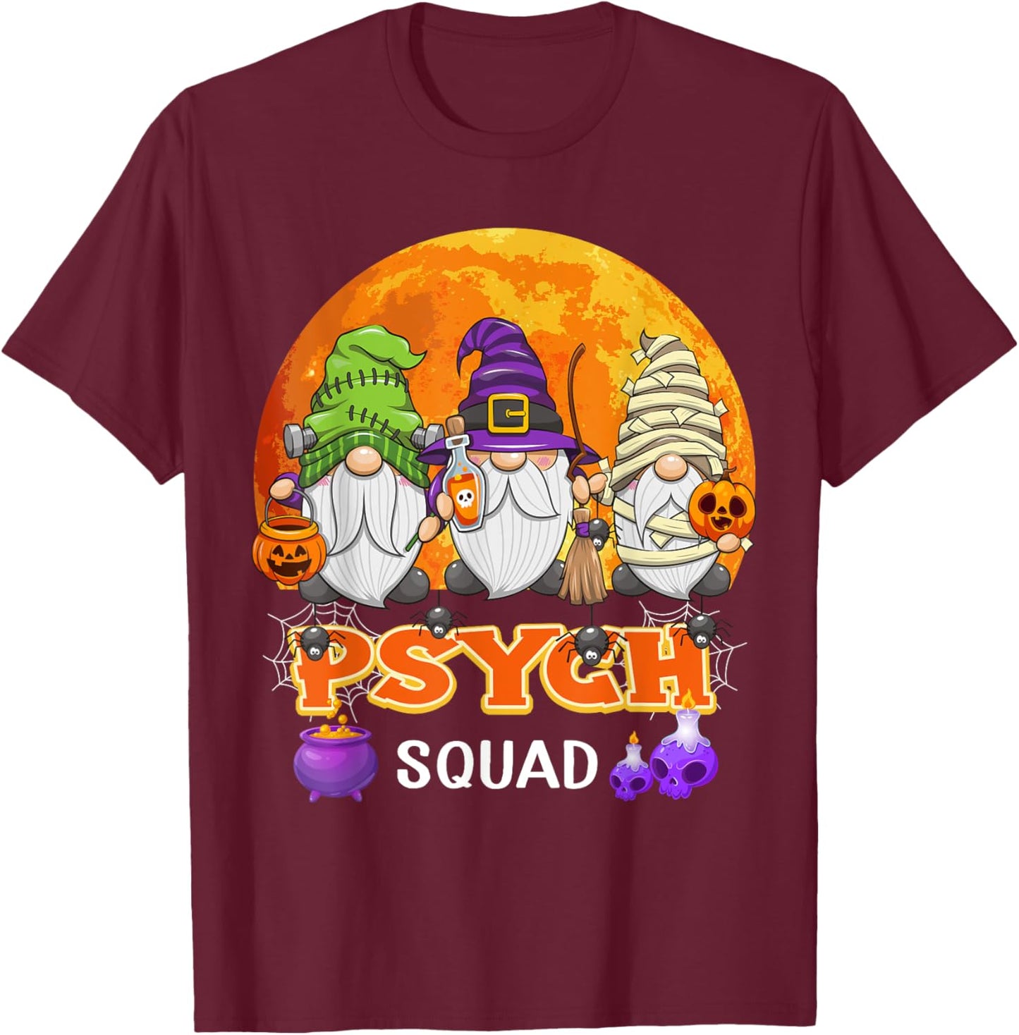 Psych Squad Halloween Psychiatric Nurse Gnome Matching T-Shirt - T-Shirt | Maroon