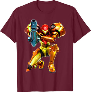 Metroid Samus Aran 3D Poster T-Shirt - T-Shirt | Maroon