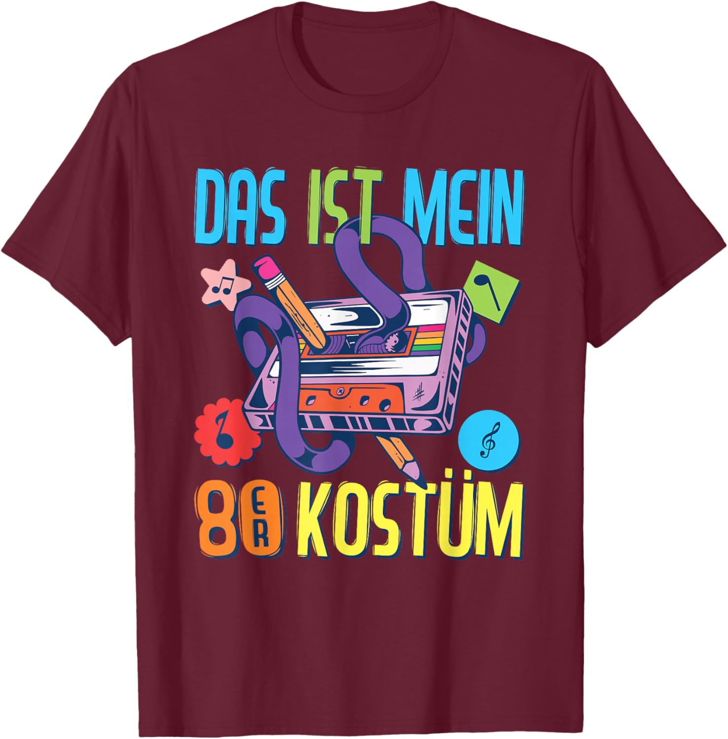 Das ist Mein 80er Kostüm 80er Jahre Outfit Damen Herren 1980 T-Shirt - T-Shirt | Maroon