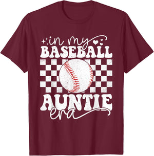 In My Baseball Auntie Era Funny Baseball Auntie Mother's Day T-Shirt - T-Shirt | Maroon