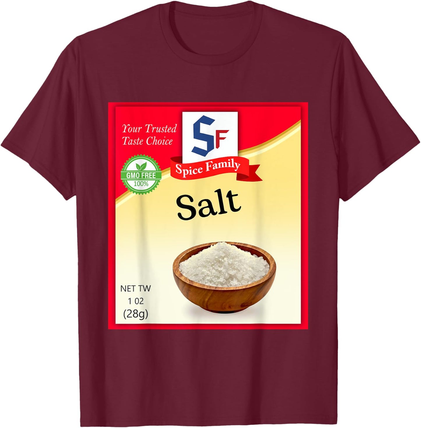 Salt Condiment Costume Holiday Spice Costumes T-Shirt - T-Shirt | Maroon