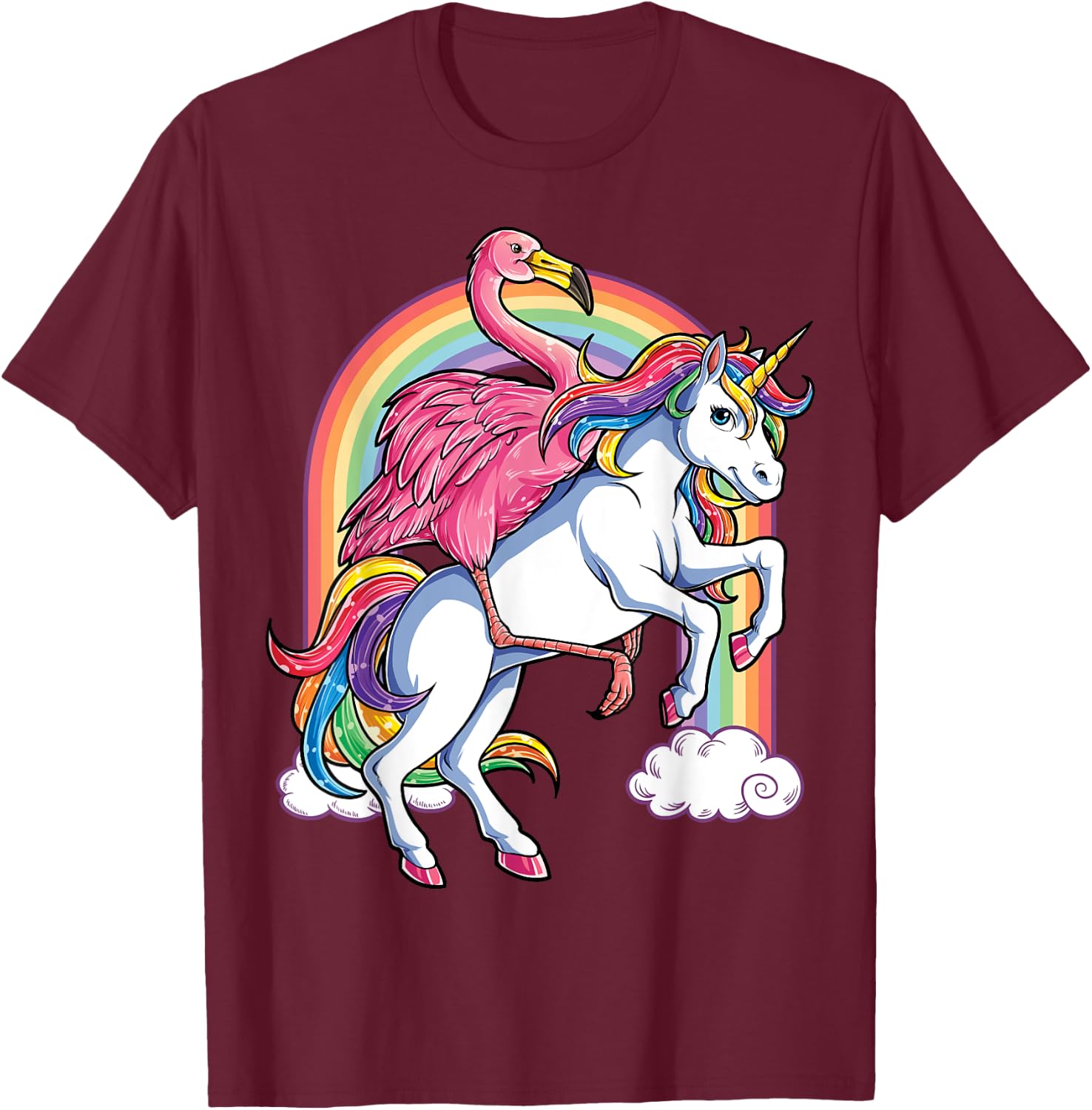 Pink Flamingo Unicorn T shirt Bird Lovers Squad Rainbow Gift T-Shirt - T-Shirt | Maroon