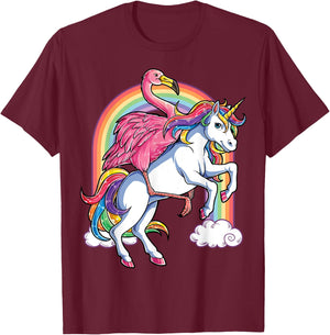 Pink Flamingo Unicorn T shirt Bird Lovers Squad Rainbow Gift T-Shirt - T-Shirt | Maroon