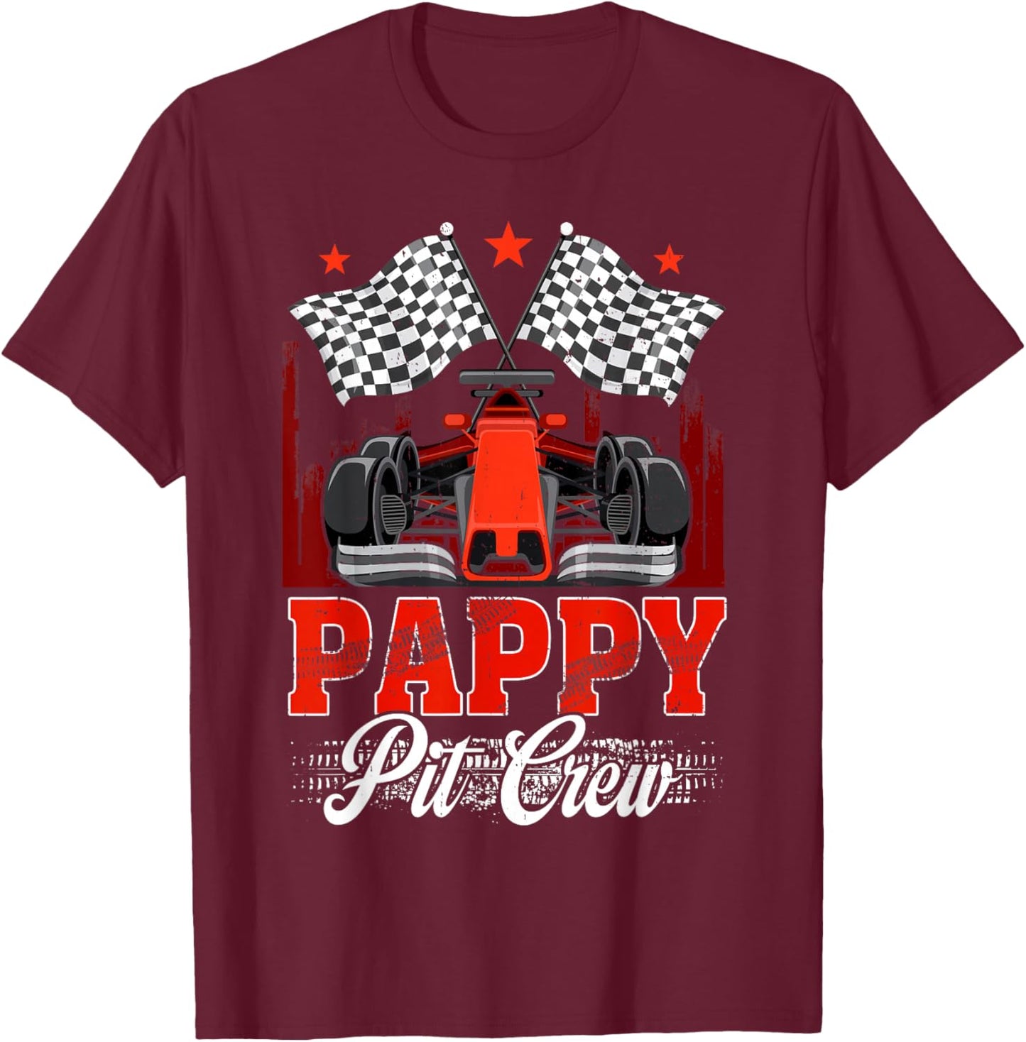 Race Car Birthday Party Racing Family Pappy Pit Crew T-Shirt - T-Shirt | Maroon