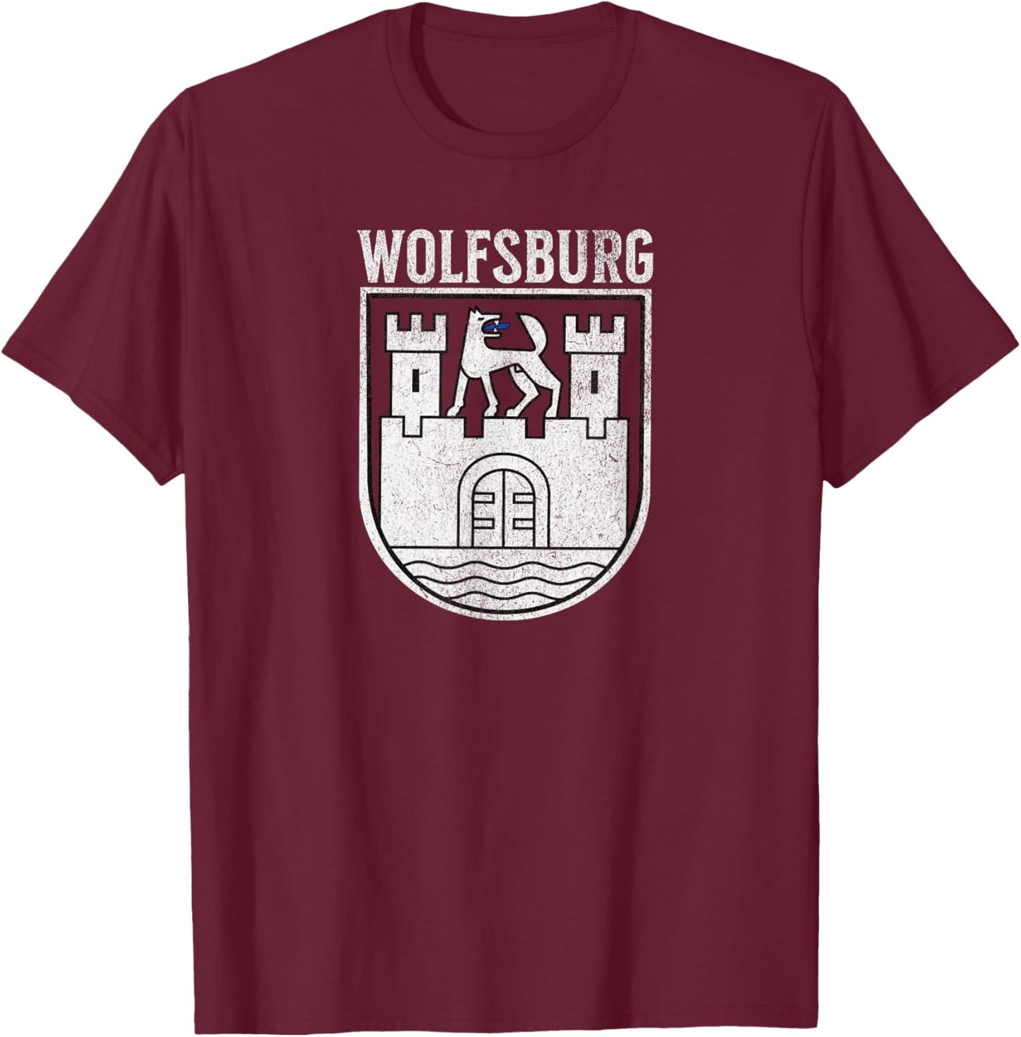 Wolfsburg Germany Deutschland Crest Arms Emblem T-Shirt - T-Shirt | Maroon