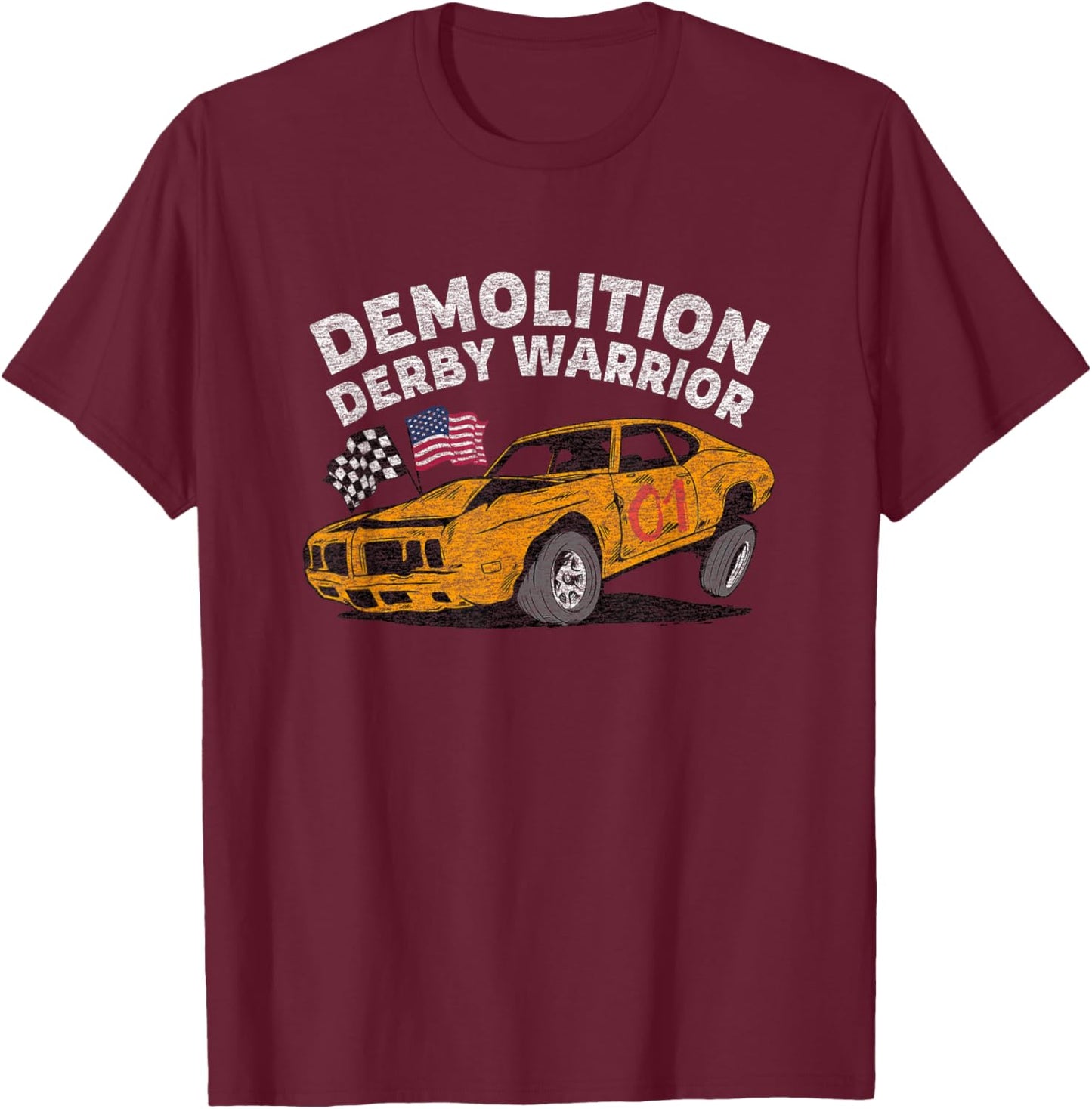 Demolition Derby Car Driver Vintage Graphic T-Shirt - T-Shirt | Maroon